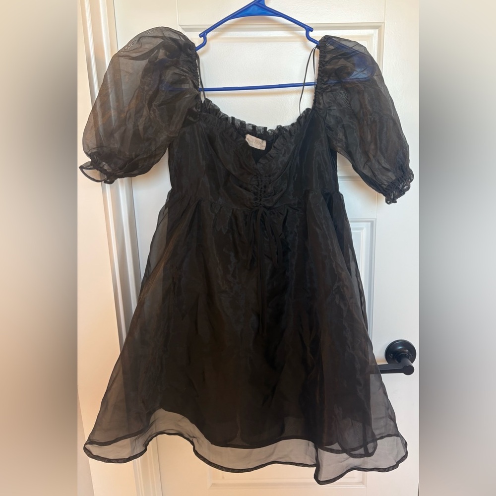 Alter’d State Dress Midi  Black Small  Puff Sleeve Cottage